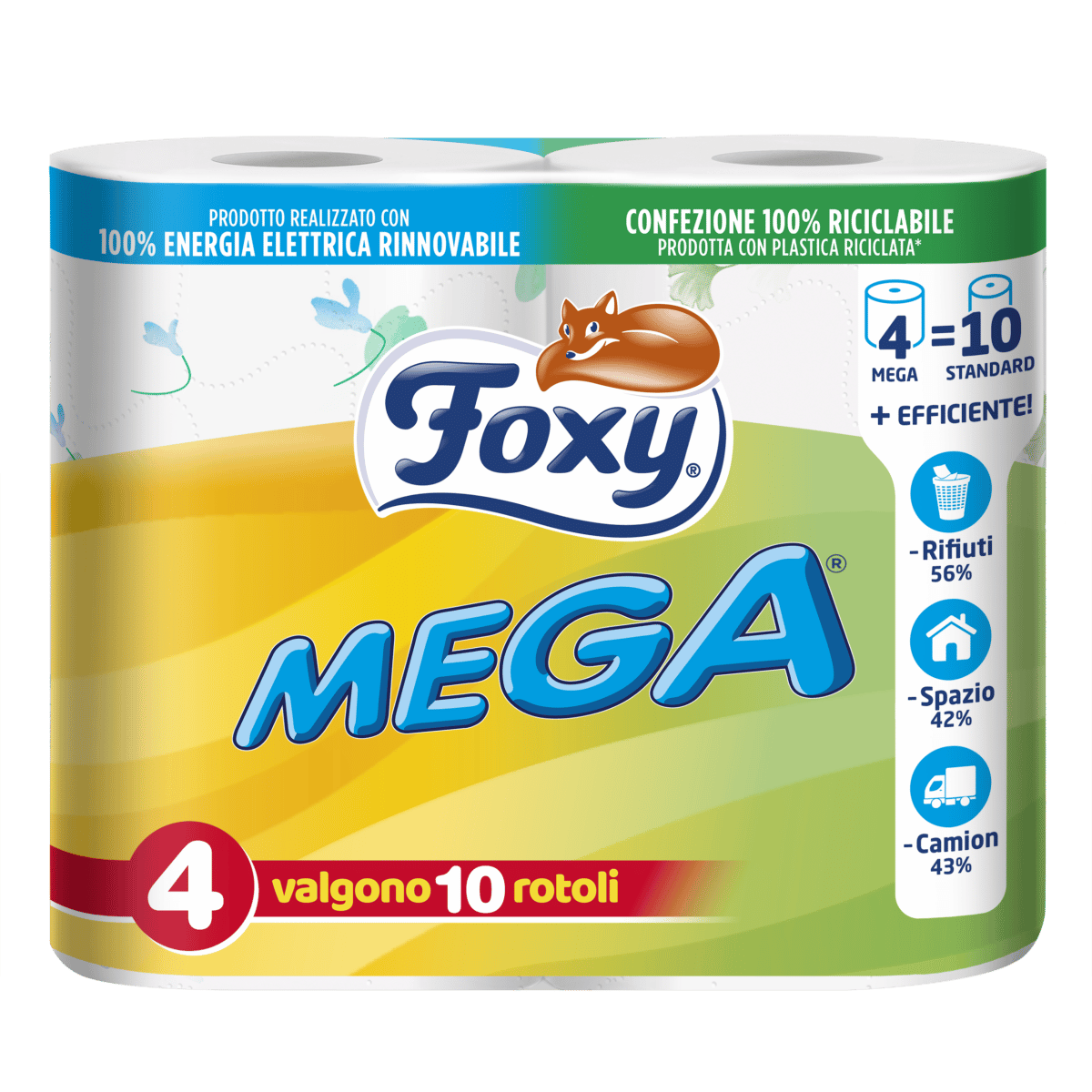 Foxy Mega Carta Igienica 2 Veli - 10x4pz = 40 Maxi Rotoli