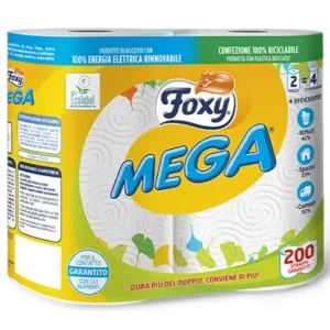 Foxy Mega Asciugatutto 2 veli - 10 x 2 Maxi Rotoli = 20 Rotoloni Asciugatutto