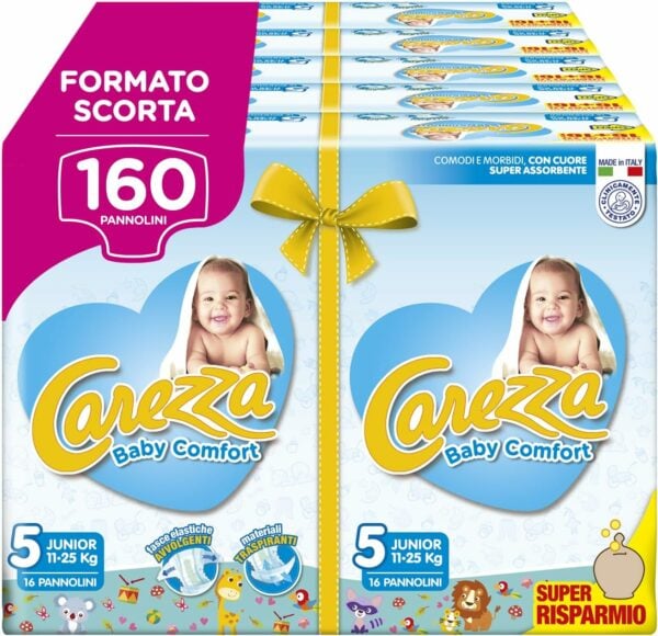 Carezza Pannolini Baby Comfort (11-25 Kg) - 5x32pz = 160 pannolini
