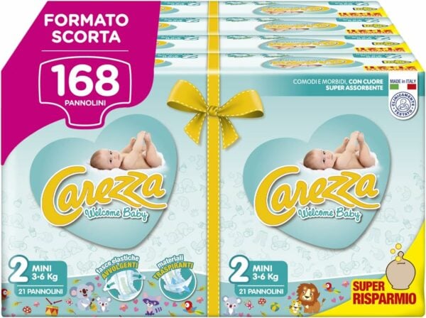 Carezza Pannolini Welcome Baby (3-6 Kg) - 4x42pz = 168 pannolini