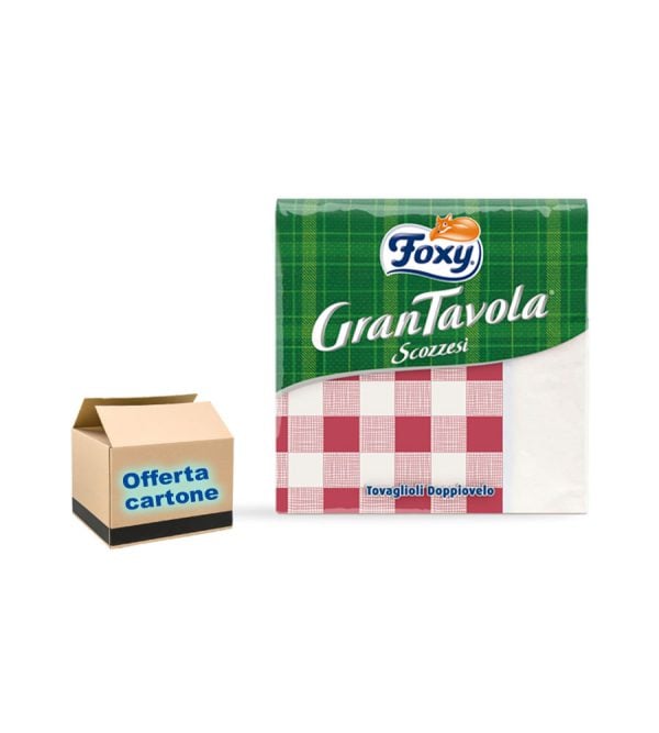 Foxy GranTavola Scozzesi Tovaglioli 2 veli (33x33cm) - 36x42pz