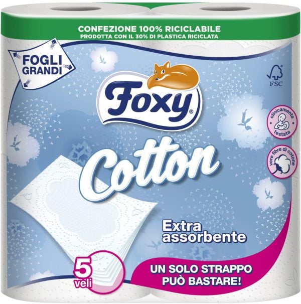 Foxy Cotton Carta Igienica 5 veli - 14x4pz = 56 rotoli