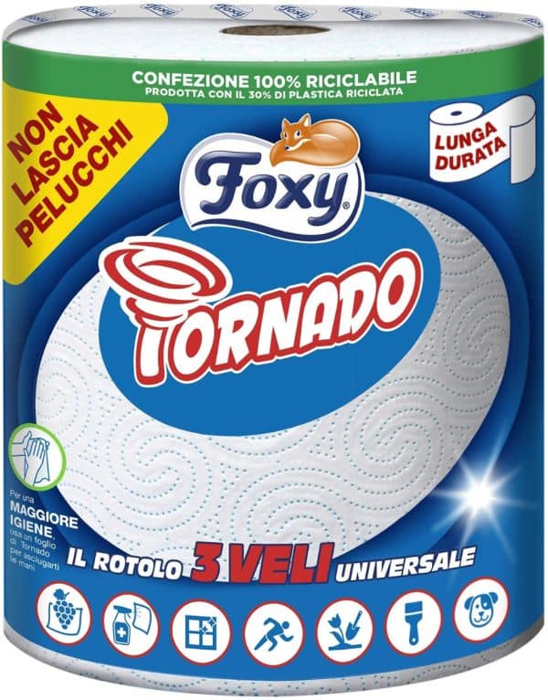 Foxy Tornado Bobinetta 3 Veli (250 strappi) - 8 Rotoli