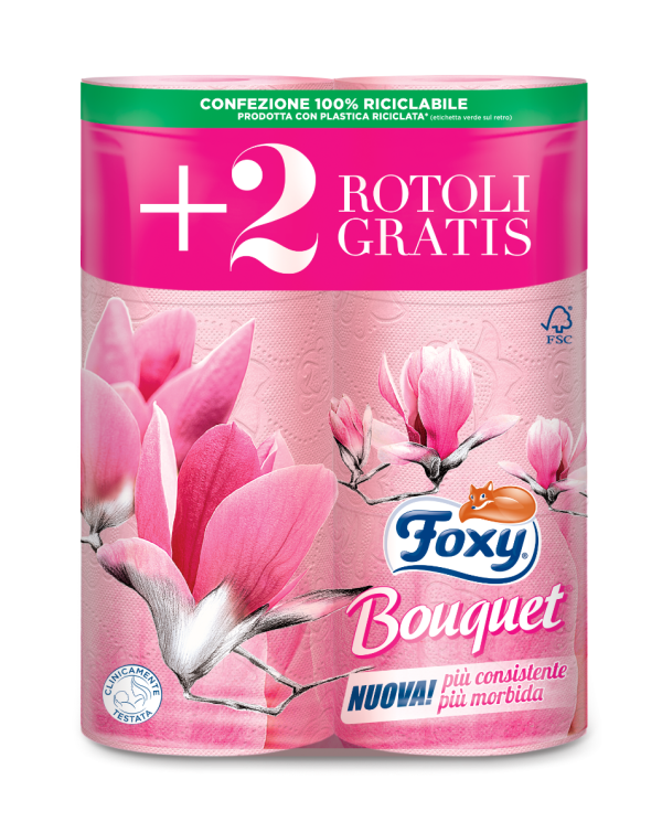 Foxy Bouquet Carta Igienica 3 veli Rosa - 12x6pz = 72 rotoli
