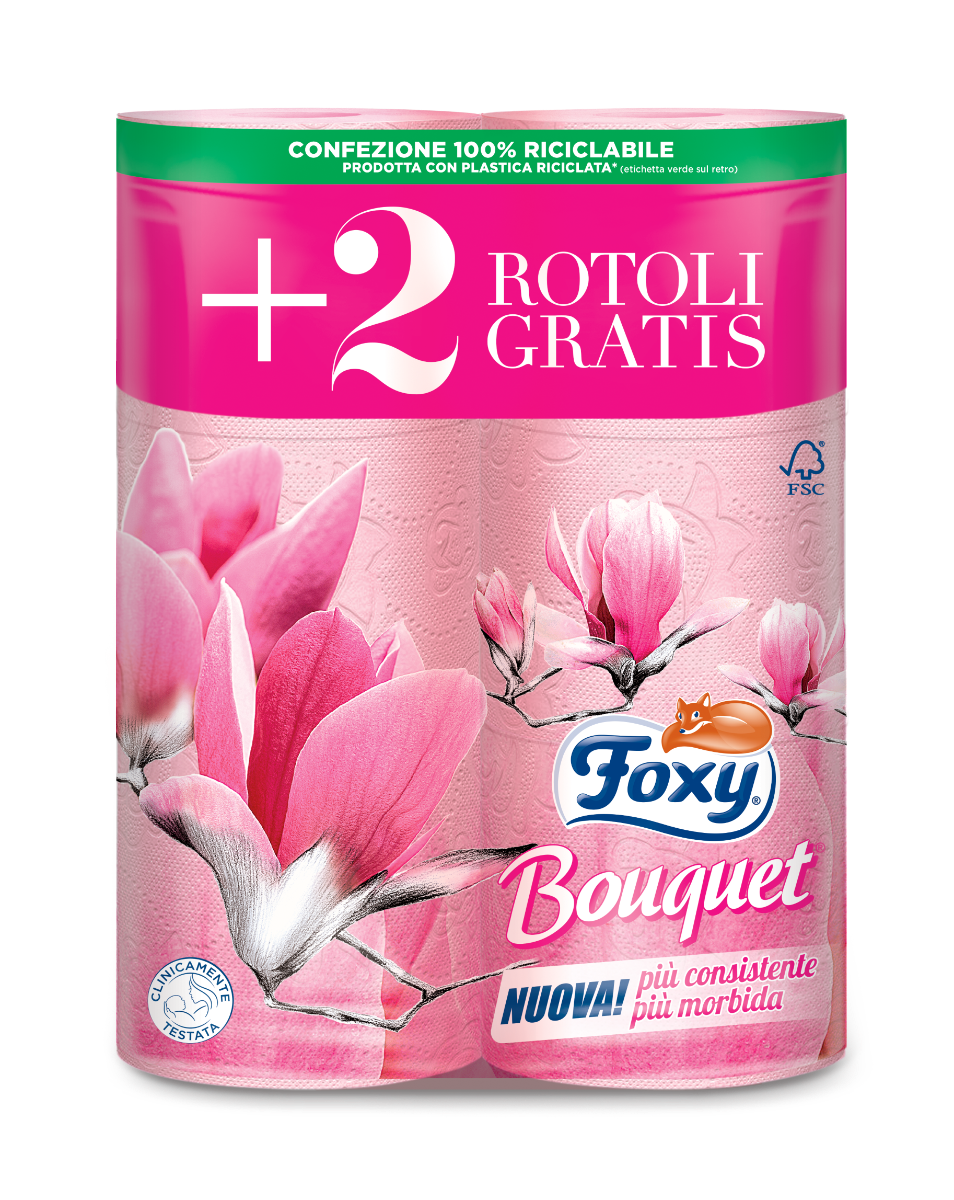 Foxy Bouquet Carta Igienica 3 veli Rosa - 12x6pz = 72 rotoli