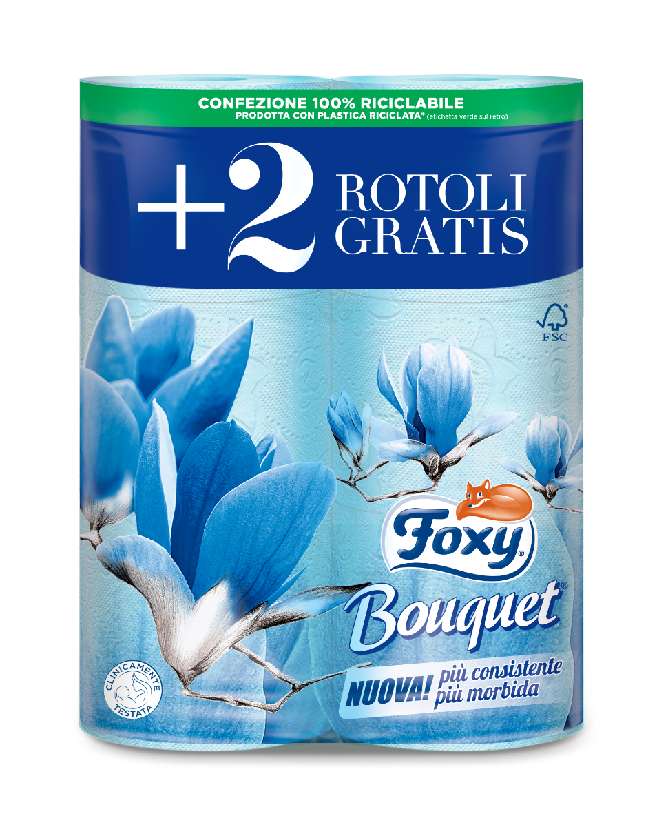 Foxy Bouquet Carta Igienica 3 veli Azzurro - 12x6pz = 72 rotoli 1 Foxy Bouquet Carta Igienica 3 veli Azzurro - 12x6pz = 72 rotoli