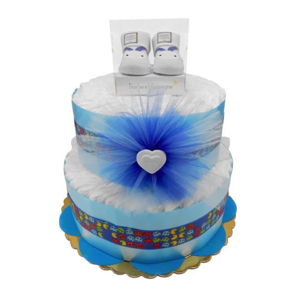 Torta Pannolini 2 Piani Calzine Nascita Azzurra