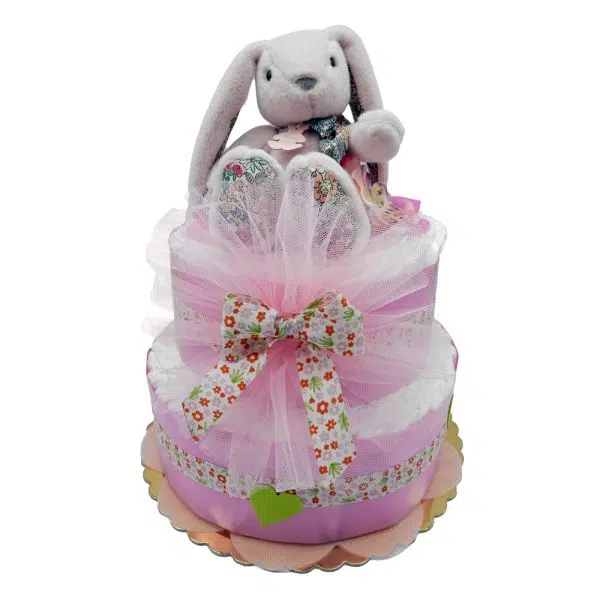 Torta Pannolini 2 Piani Pink Bunny