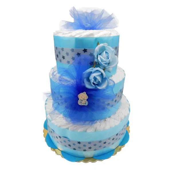 Torta Pannolini 3 Piani Azzurra