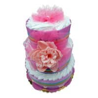 Torta Pannolini 3 Piani Rosa - immagine 3