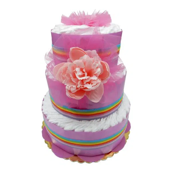 Torta Pannolini 3 Piani Rosa