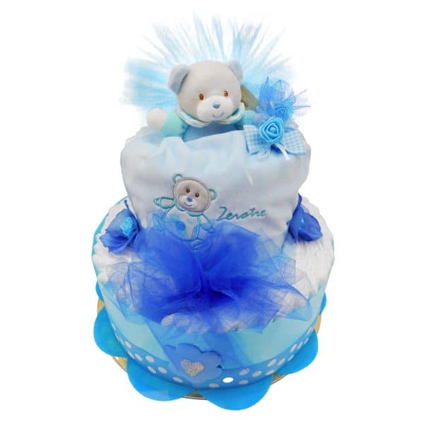 Torta Pannolini 2 Piani Bavaglia Blu