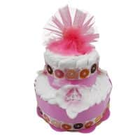Torta Pannolini 2 Piani Bavaglia Rosa - immagine 2