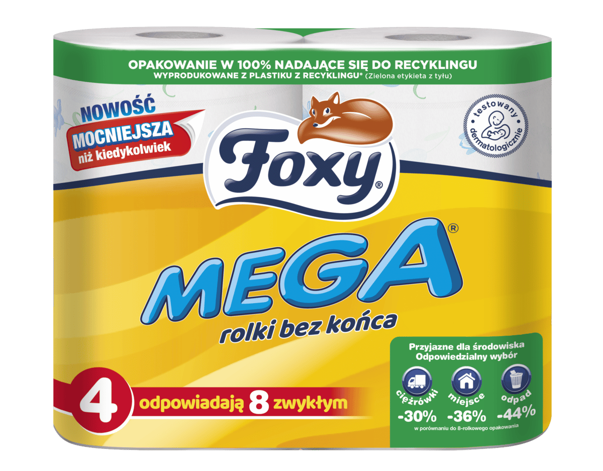 FOXY Carta Igienica MEGA 3 veli 12x4 Maxirotoli = Totale 48 Maxirotoli -  Stock Point