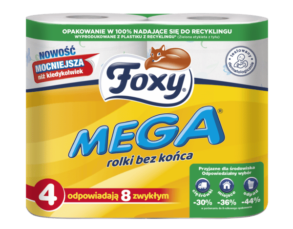 FOXY Carta Igienica MEGA 3 veli 14x4 Maxirotoli = Totale 56 Maxirotoli