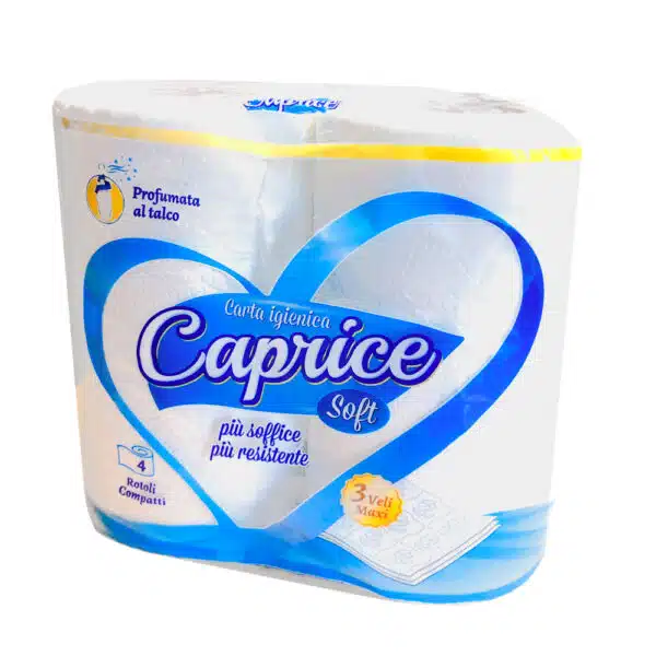 Carta Igienica CAPRICE Soft 3 veli Bianca 4 rotoli ( 14 Conf. x 4 rot. = Totale 56 rotoli )