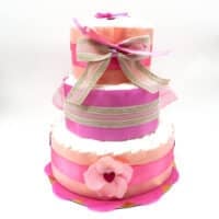 Torta di Pannolini 3 Piani con Portaciuccio Rosa - immagine 3