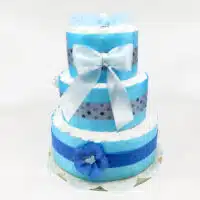 Torta di Pannolini 3 Piani con Portaciuccio Celeste - immagine 3