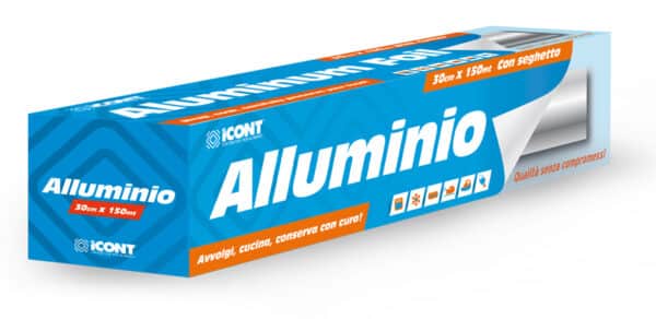 ICONT Alluminio per la Conservazione degli Alimenti in Rotolo 30 cm. x 150 mt.