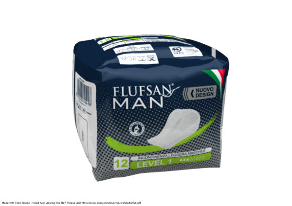 FLUFSAN Incontinenza Leggera Maschile LEVEL 1 da 12pz. ( 8 conf.x12 pz. = Totale 96 Assorbenti )