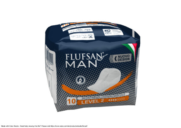 FLUFSAN Incontinenza Leggera Maschile LEVEL 2 da 10pz. ( 8conf.x10pz.= Totale 80 Assorbenti )